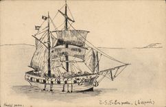 CPA Bateau (dessin a la main) En poste L'Espoir