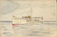 CPA Bateau (dessin a la main) 