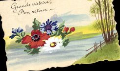 CPA Fleurs (dessin a la main) 