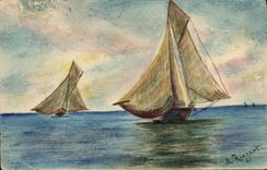 CPA Bateaux (dessin a la main) 