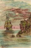 CPA Bateau (dessin a la main) 