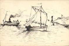 CPA Bateaux (dessin a la main) 