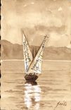 CPA Bateau (dessin a la main) 