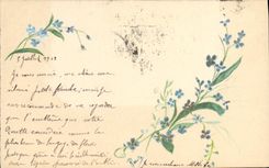 CPA Fleurs (dessin a la main) 