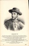 Rey de Francia de Charles VII de la POSTAL de la VENDIMIA