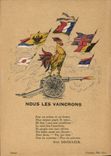 CPA Coq Nous la vaincrons Canon Militaria 