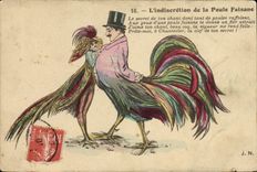 CPA Coq L'indiscretion de la poule faisane 