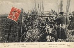POSTAL Militaria de la VENDIMIA en Bélgica una emboscada de Zouaves