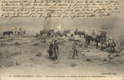 CPA Militaria Maroc Oriental Taza Sur le Kern Nesrani un peloton de spahis en reconnaissance