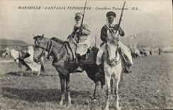 CPA Militaria Marseille Fantasia Tunisienne cavaliers tunisiens