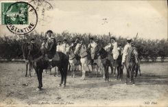 Jinetes árabes Goum de Militaria de la POSTAL de la VENDIMIA de Zibans