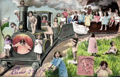 CPA Fantaisie Enfants Train