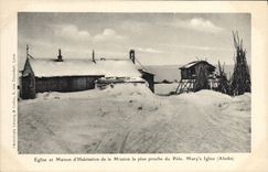 VINTAGE POSTCARD Polar North America Church and dwelling house nearest to the North pole Mary' S Alaska igloo
