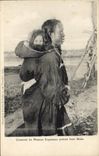 VINTAGE POSTCARD Polar North America How the moms eskimos carry their babies