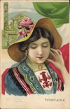 Ilustrador Cherubini Femme Toscana de la fantasía de la POSTAL de la VENDIMIA