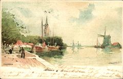 Molino de viento de Zaandam del ilustrador de la fantasía de la POSTAL de la VENDIMIA