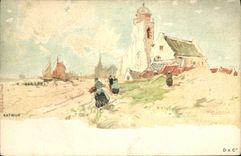 Ilustrador de Katwijk de la fantasía de la POSTAL de la VENDIMIA