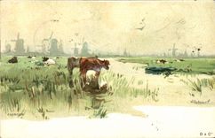 CPA Fantaisie Illustrateur Zaandam Vaches 