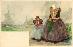 Molino de viento del Axel del ilustrador de la fantasía de la POSTAL de la VENDIMIA