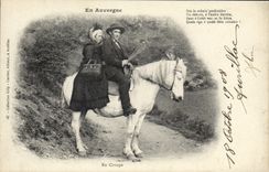 VINTAGE POSTCARD Auvergne Folklore In croup Horse