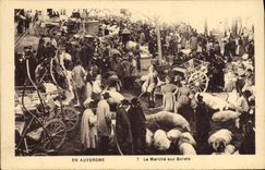 VINTAGE POSTCARD Auvergne Folklore Market in Gorets Pigs Pigs