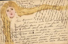 CPA (dessin la main) Femme