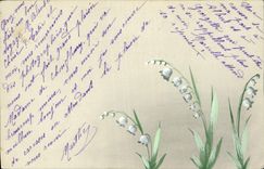 La POSTAL de la VENDIMIA (que dibuja la mano) florece el lirio de los valles