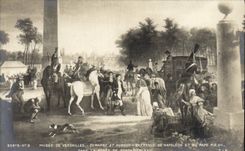 Museo de Napoleon de la POSTAL de la VENDIMIA 1r de Versalles Demarne y entrevista de Dunouy de Napoleon y del papa blanco y negro VII en el taladro de Fontainebleau