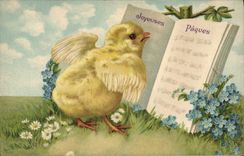 CPA Coq Poule Poussin Joyeuses Paques
