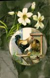 CPA Coq Poule Fleurs