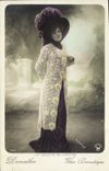 VINTAGE POSTCARD Theater Woman the toilet with the Theater Dematha Dramatic Madnesses