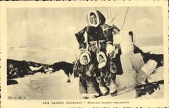 VINTAGE POSTCARD Polar With the polar ices Happy Eskimo mom