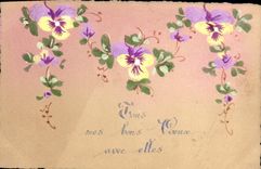 CPA (dessin la main) Fleurs