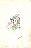 VINTAGE POSTCARD (drawing the hand) Re-examined Child guerriere One wounds