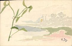 CPA (dessin la main) Fleurs