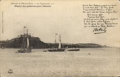 CPA Bateau de peche Depart des goelettes pour l'Islande Botrel