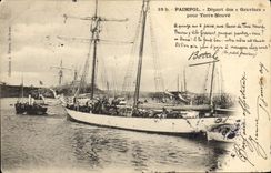 VINTAGE POSTCARD Boat of sin paimpol Departure of the Gravels for New Ground Botrel