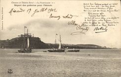 VINTAGE POSTCARD Boat of sin Departure of the goelettes for Iceland Song of Theodore Botrel the paimpolaise