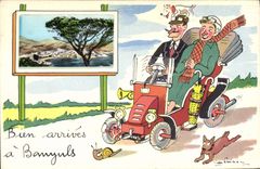 CPA Escargot Banyuls Automobile Chien