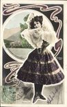 VINTAGE POSTCARD Theater Woman Swiss Chavita Interlaken Seen from of Hoheweg