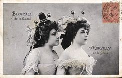 VINTAGE POSTCARD Theater Blondel Woman of Cheerfulness D' Horvilly of Scala