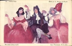 VINTAGE POSTCARD Theater Moliere Woman the Invaluable Ridiculous ones