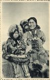 VINTAGE POSTCARD Polar Alaska a Christian woman of the Arctic Ocean and her two children