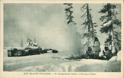 CPA Polaire Aux glaces polaires Campement indien arret pour diner