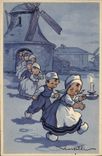 CPA Fantaisie Illustrateur Enfants Moulin a vent