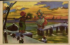 CPA Fantaisie Illustrateur Enfants Bonne annee