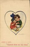 VINTAGE POSTCARD Fantasy Illustrator Children Heart