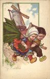 CPA Fantaisie Illustrateur Enfants Moulin a vent