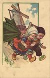 CPA Fantaisie Illustrateur Enfants Moulin a vent