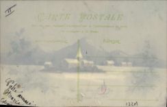 VINTAGE POSTCARD Fantasy (drawing with the hand) Village